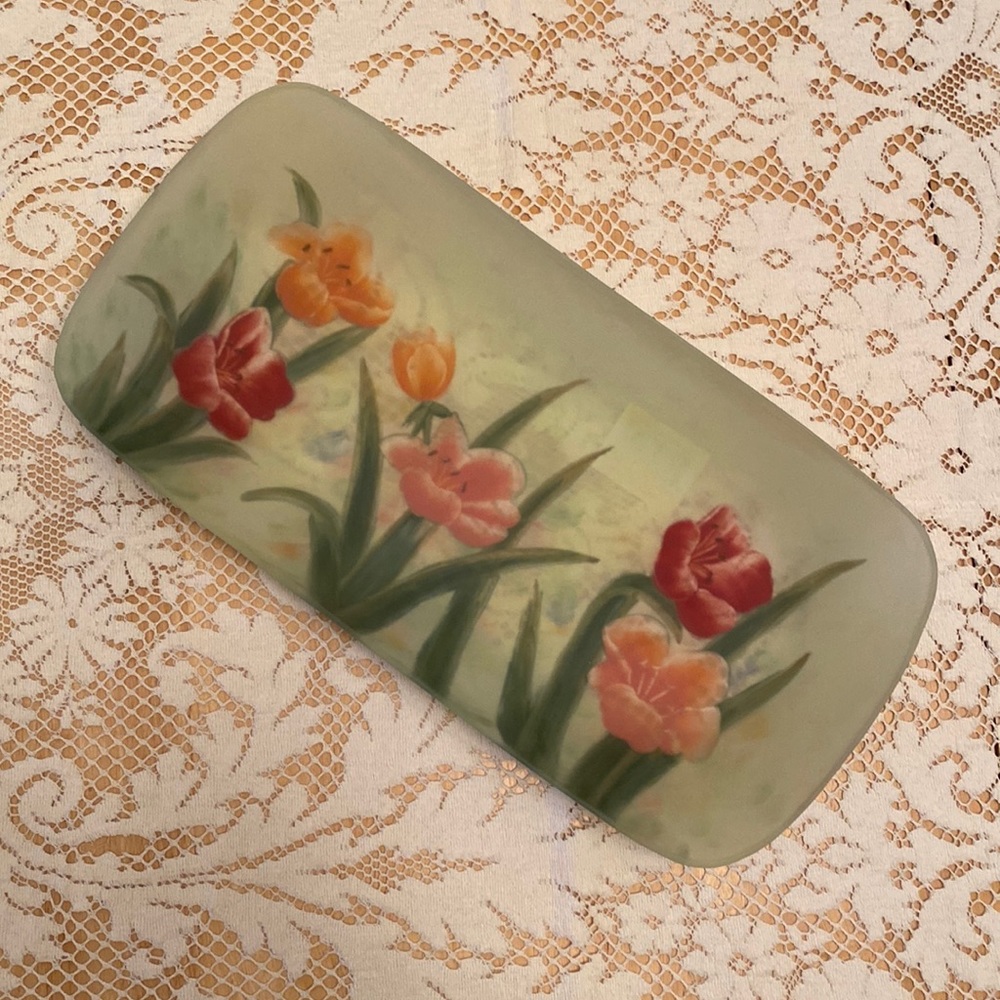 Block Crystal Meadowlark Floral Platter Dish